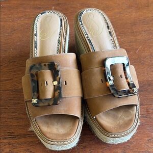 Brown Leather Slide SandalsSam Edelman wedge heel sandal 9